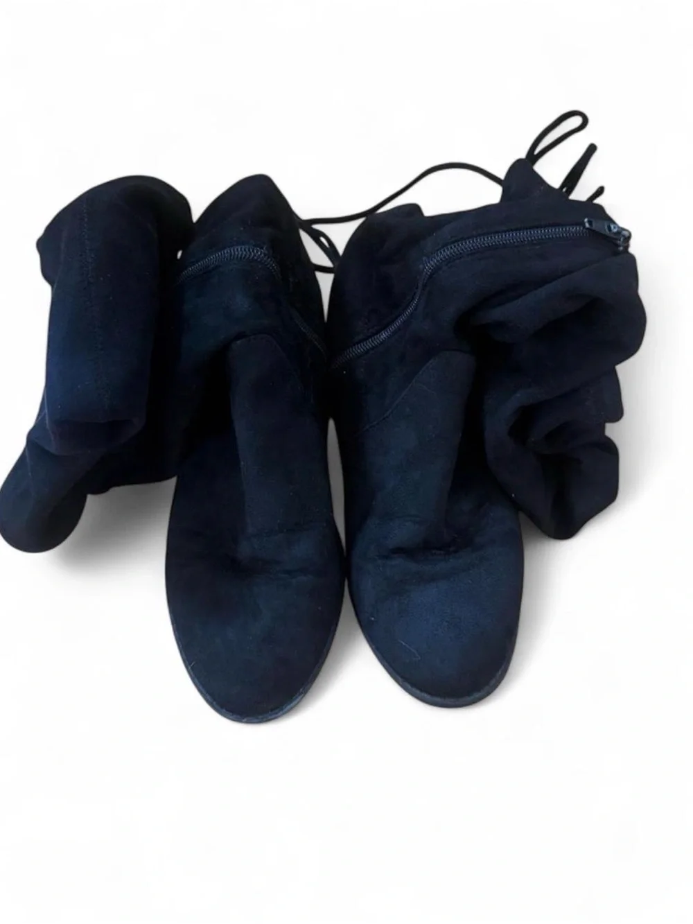 Black Over-the-Knee Suede Boots - Women's Stylish Riding Boots